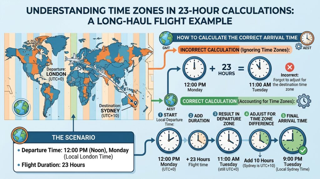 Time Zones in 23-Hour Calculations
